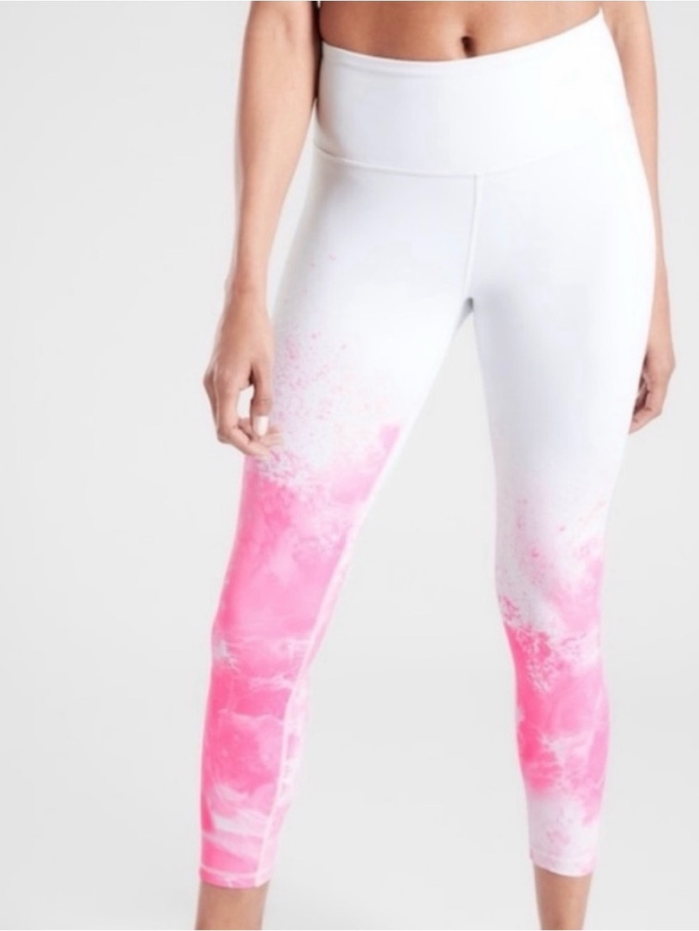 Athleta Elation Mineral 7/8 Leggings Pants Size Small Prism Pink White